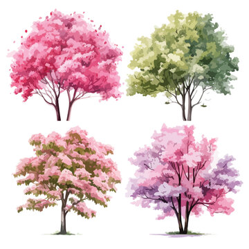 set of trees illustration vector
