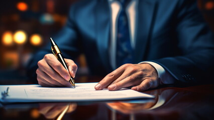 businessman signing a contract with Generative AI