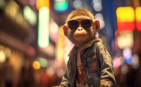 carnival ride at night. ape prince carrying out nft tasks.