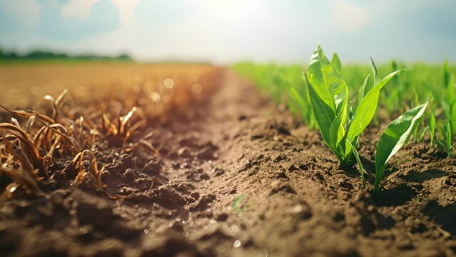 A beforeandafter comparison of a barren field versus a thriving crop field. The only difference the use of a rainwater harvesting system for irrigation, proving its effectiveness in promoting
