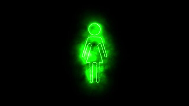 Neon Toilet sign animation. Pointer to the toilet or bathroom icon animation. male gender neon sign. WC toilet sign neon light 4k motion graphics.