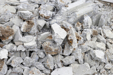 Broken concrete, Piles of rubble after house demolition