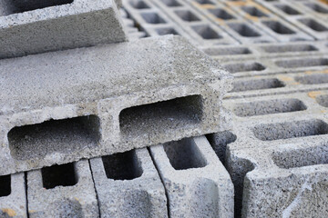 Stack of cement bricks, cement blocks