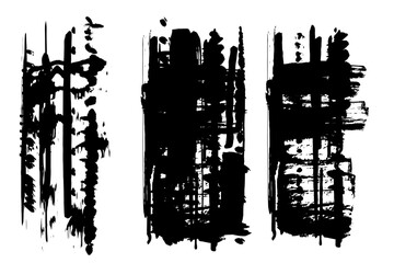 Obraz premium Mixed texture collage Black brushes vector collection set. Dry paint, ink brush, brush strokes, brushes, lines, frames, box, grungy.