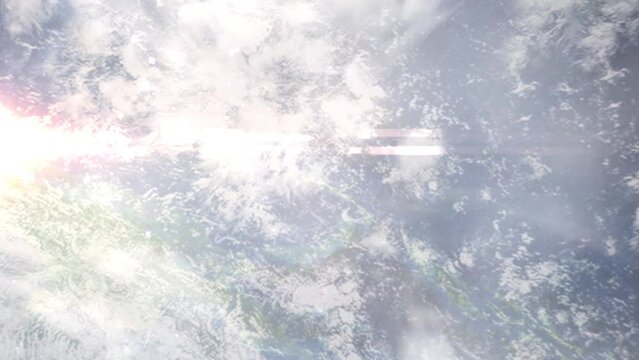 Zoom in from space and focus on Kavieng, Papua New Guinea. 3D Animation. Background for travel intro. Elements of this image furnished by NASA.