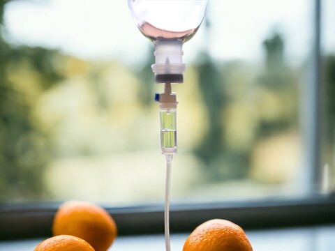 Natural vitamin nutrien iv drip therapy drug treatment concept.