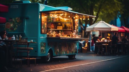 Street food festival with food truck