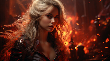 Warrior Princess in a burning city