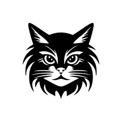 Obraz premium cute cat head logo with solid black color