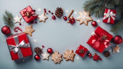 Gift Box. Happy New Year or Merry Christmas concept, Winter Holidays Background generated by AI