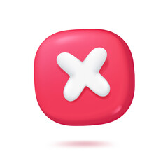 Obraz premium Wrong sign on red button Authentication of rights denial of mistake. 3d vector illustration.