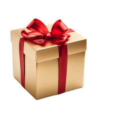Obraz premium gold gift box with red ribbon christmas valentine holiday