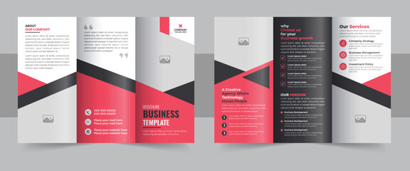 Business trifold brochure template layout, Minimal trifold brochure design template