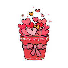 Valentine red heart in the pot