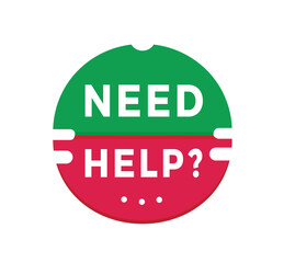 Need help, banner, sticker icon. Design for announcement or promotion. Flat vector sign.