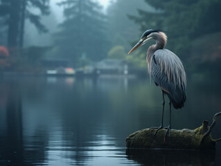 Naklejka premium great heron in the swamp