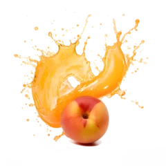 Poster peaches in juice splash isolated © Sweet_Harmony💙💛