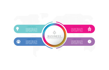 Vector infographic business presentation template connected with 4 options