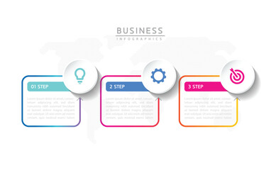 Vector infographic business presentation template connected with 3 options