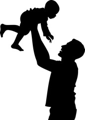 Father Carrying  Son On Hands silhouette
