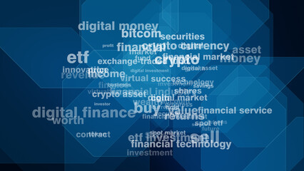 Etf investment in bitcoin and digital money spot market crypto abstract background financial industry investor future returns shares digital investment, income, crypto currency