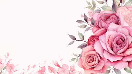 thank you floral template with beautiful elegant watercolor pink rose