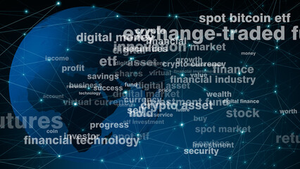 Bitcoin etf profitable digital investment for crypto investors worldwide as world globe embraces innovation of digital money and success of crypto assets