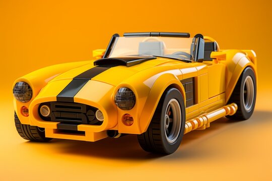 3D Render Sports Car Toy, on an isolated Racing Yellow background, Generative AI