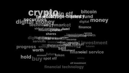 Crypto investment in bitcoin etf digital asset for progress of cryptocurrency markets on black background with technology and financial service