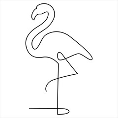 Continuous one line drawing of flamingo bird vector illustration