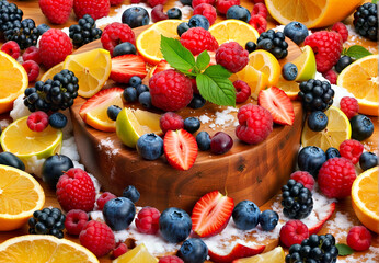 Obraz premium Delicious Fruit-topped Cake, Perfect for Any Occasion
