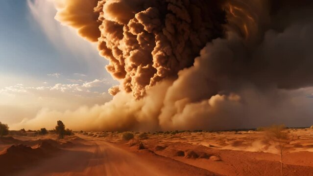 Sandstorm Tornado Ravaging the Desert Footage