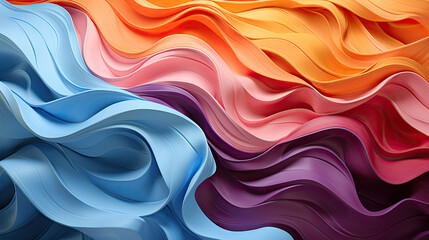 Obraz premium A close up of a colorful abstract painting of wavy lines, This asset features vibrant, undulating lines in a close-up view. Suitable for backgrounds, art prints, and creative design projects.