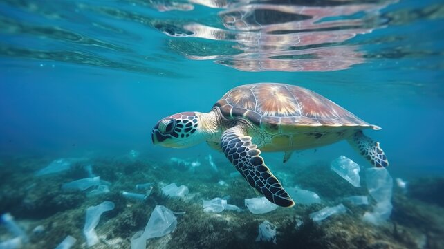 Plastic pollution problem underwater