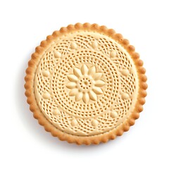 Close up of a biscuit on white background. With clipping path.
