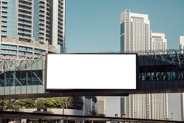 Blank electronic advertising poster with blank space screen for text message or promotional content, clear banner in urban setting, empty poster, public information billboard