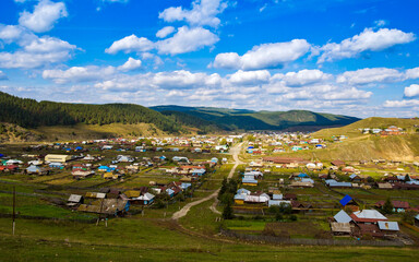 Fototapeta na wymiar the village of Kaga in the Ural Mountains of the Republic of Bashkortostan. Russia.