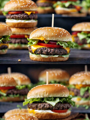 Row of Hamburgers With Toothpicks, A Tasty Appetizer for Any Occasion