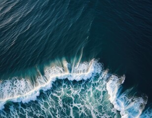 Drone shot of white waves in the deep sea from a top view by ai generated
