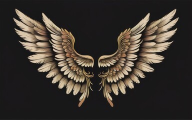 feathered wings, best quality, black background by ai generated