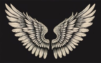 Obraz premium feathered wings, best quality, black background by ai generated