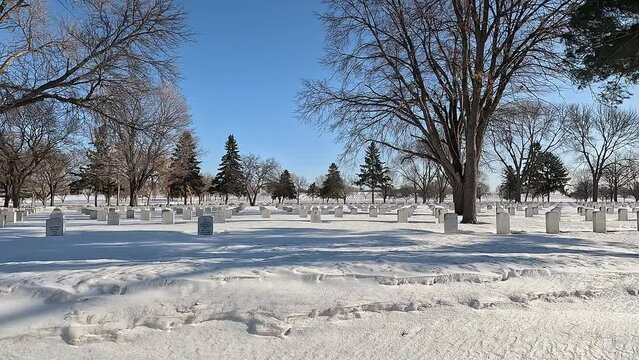 Minneapolis&ndash;Saint Paul. USA. Views of the Fort Snelling National Cemetery a United States National Cemetery. Winter time