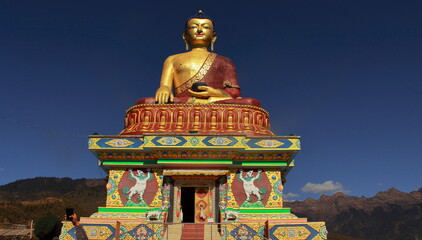giant buddha statue of tawang, this buddhist temple is a popular tourist attraction of arunachal pradesh, north east india - obrazy, fototapety, plakaty