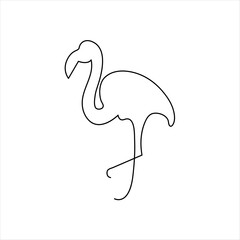 Continuous one line drawing of flamingo bird vector illustration