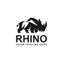 Powerful minimalist rhino logo. Rhino logo, african wildlife concept. © Sanjaya