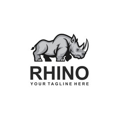 Powerful minimalist rhino logo. Rhino logo, african wildlife concept.
