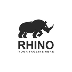 Powerful minimalist rhino logo. Rhino logo, african wildlife concept.
