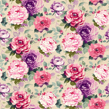 Beautiful Flower Pattern, Floral Seamless Digital Design,Watercolor Textile Allover Abstract Design.Wallpaper On Background	
