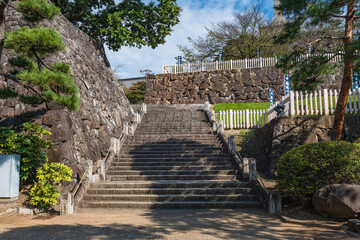 山梨 甲府城 坂下門跡の石垣と石段