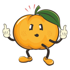 vector illustration of a cute mandarin orange character mascot raising two middle fingers, work of handmade